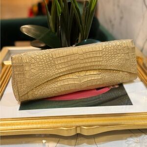Nancy Gonzalez metallic crocodile skin clutch